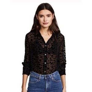 Equipment Femme Essential Heart Shirt LARGE Burnout Velvet Black  Witchy Glam